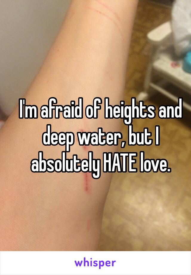 I'm afraid of heights and deep water, but I absolutely HATE love.