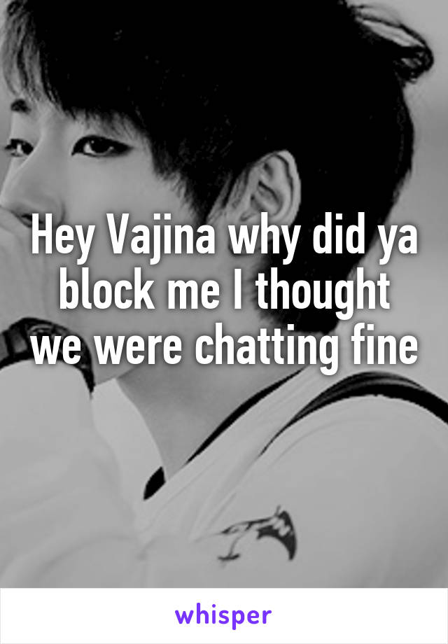 Hey Vajina why did ya block me I thought we were chatting fine 