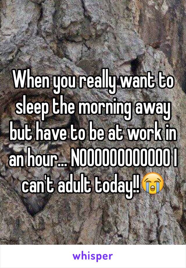 When you really want to sleep the morning away but have to be at work in an hour... NOOOOOOOOOOOO I can't adult today!!😭