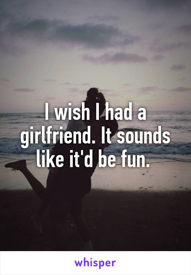 I wish I had a girlfriend. It sounds like it'd be fun. 