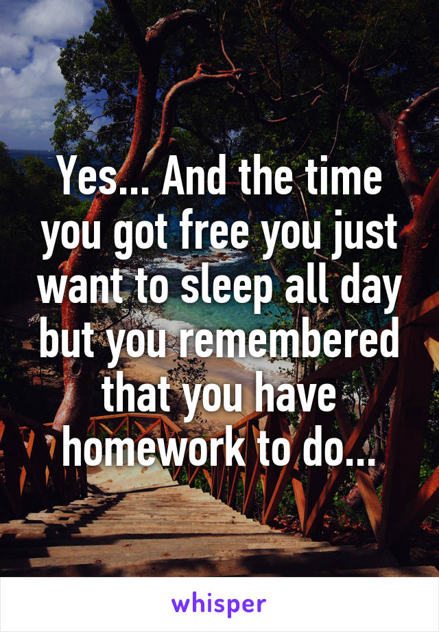 Yes... And the time you got free you just want to sleep all day but you remembered that you have homework to do...