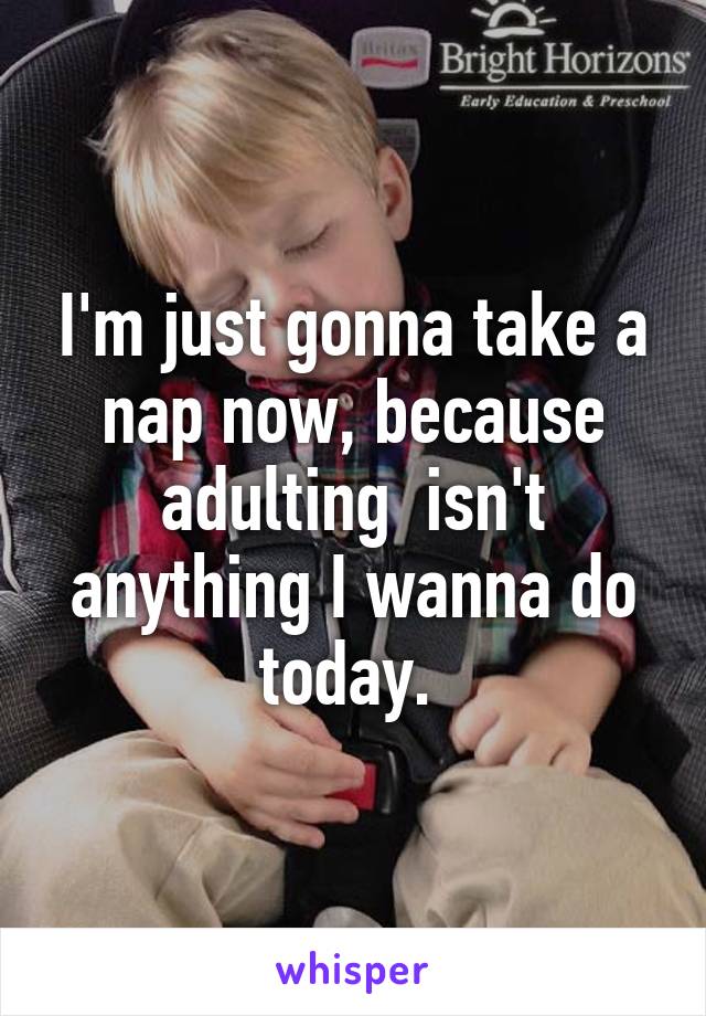 I'm just gonna take a nap now, because adulting  isn't anything I wanna do today. 