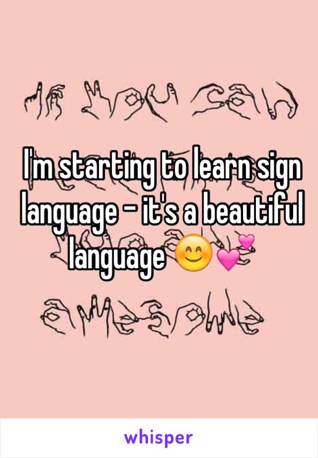 I'm starting to learn sign language - it's a beautiful language 😊💕