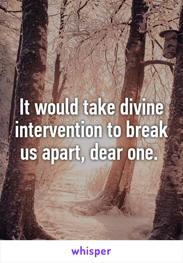 It would take divine intervention to break us apart, dear one. 