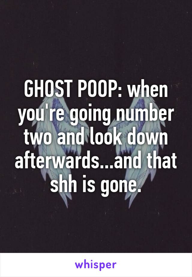 GHOST POOP: when you're going number two and look down afterwards...and that shh is gone.