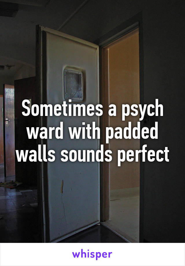 Sometimes a psych ward with padded walls sounds perfect