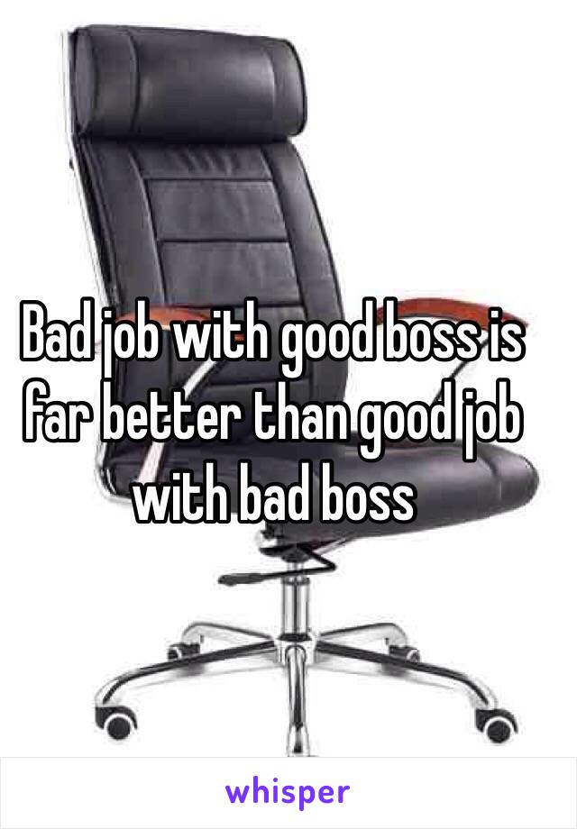 Bad job with good boss is far better than good job with bad boss