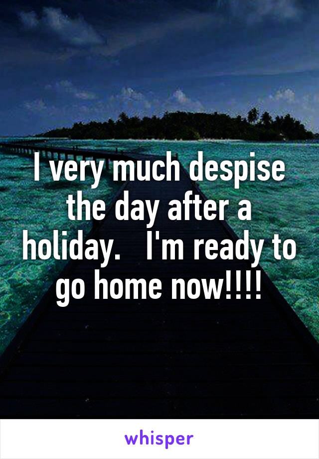 I very much despise the day after a holiday.   I'm ready to go home now!!!!