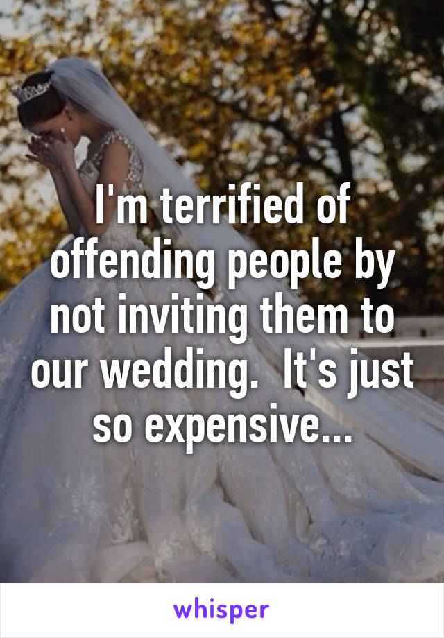 I'm terrified of offending people by not inviting them to our wedding.  It's just so expensive...