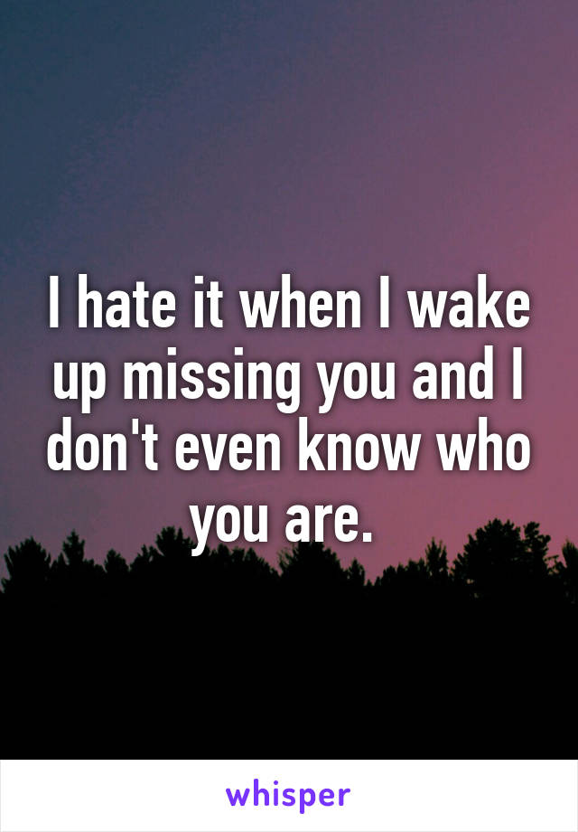 I hate it when I wake up missing you and I don't even know who you are. 