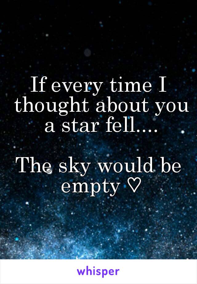 If every time I thought about you a star fell....

The sky would be empty ♡