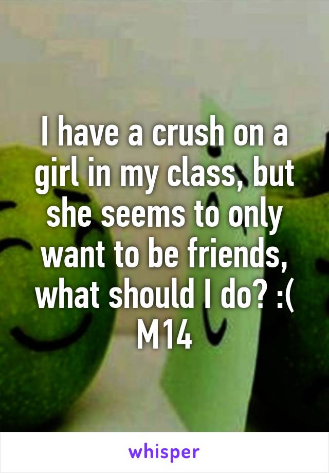 I have a crush on a girl in my class, but she seems to only want to be friends, what should I do? :( M14