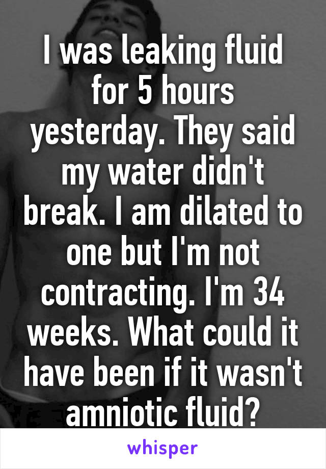 I was leaking fluid for 5 hours yesterday. They said my water didn't break. I am dilated to one but I'm not contracting. I'm 34 weeks. What could it have been if it wasn't amniotic fluid?