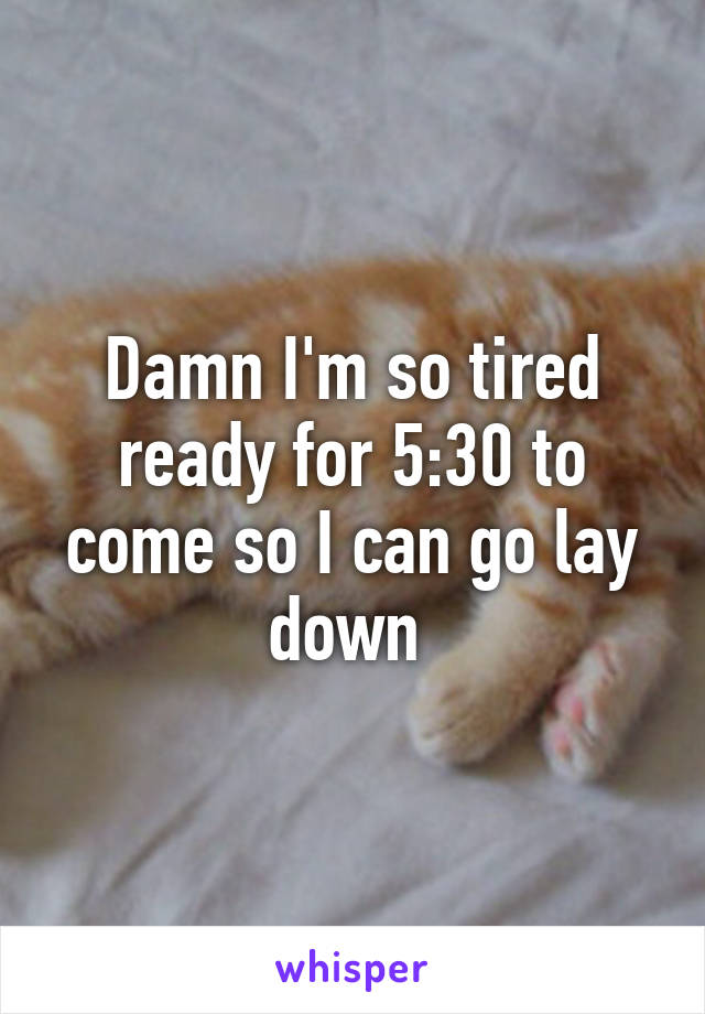 Damn I'm so tired ready for 5:30 to come so I can go lay down 