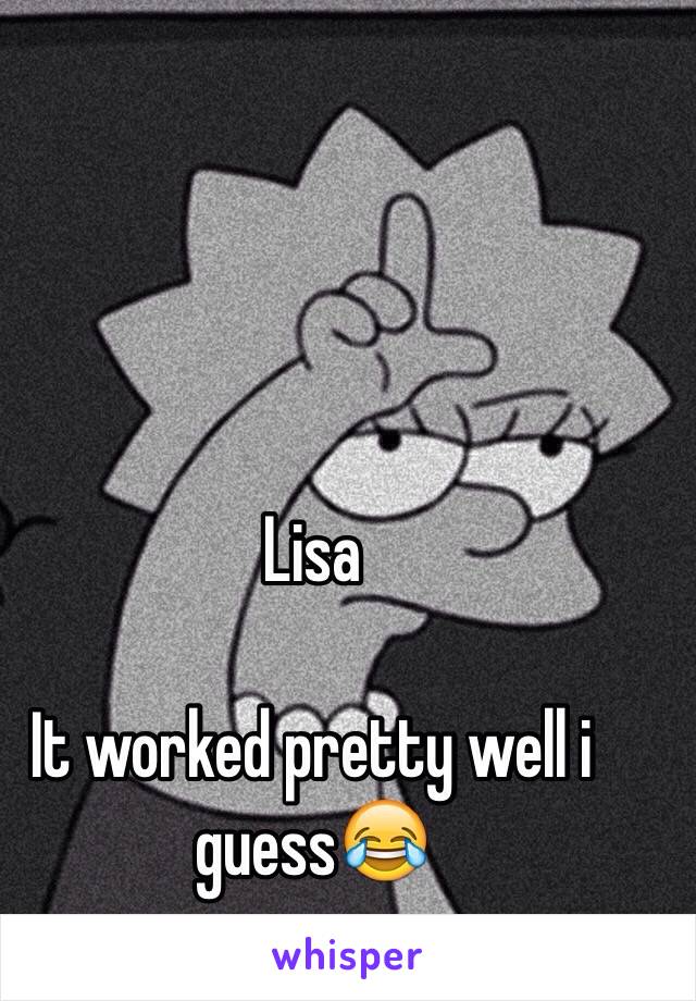 Lisa

It worked pretty well i guess😂