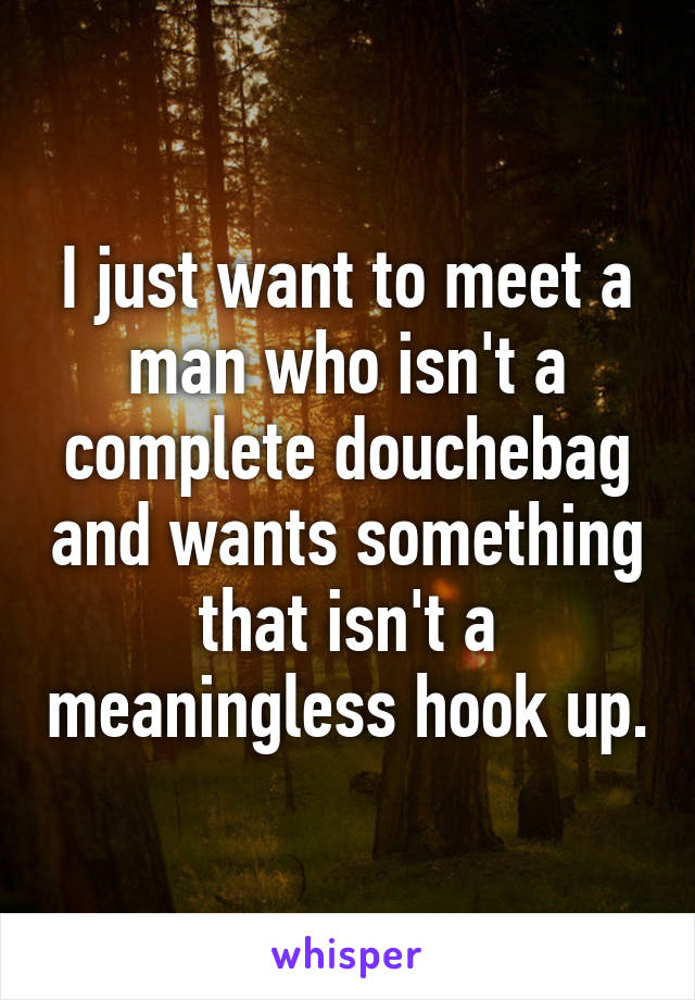 I just want to meet a man who isn't a complete douchebag and wants something that isn't a meaningless hook up.