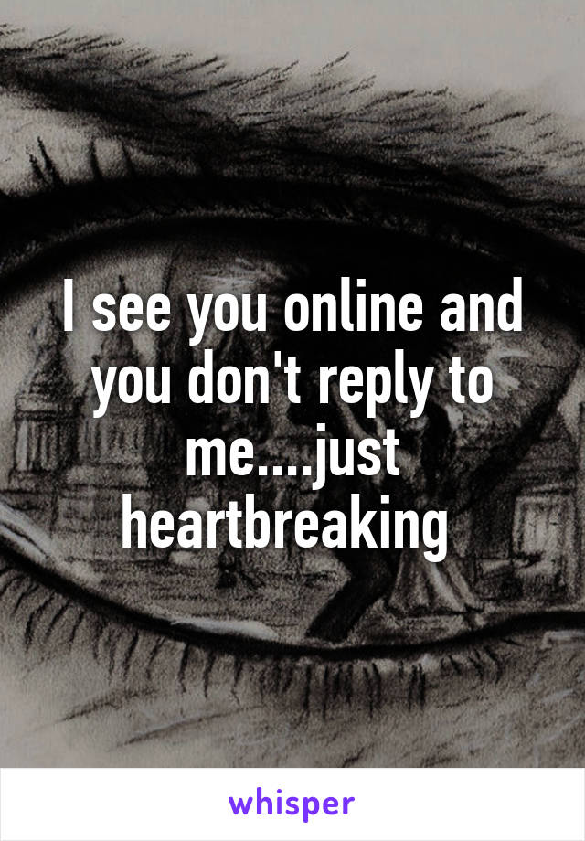 I see you online and you don't reply to me....just heartbreaking 