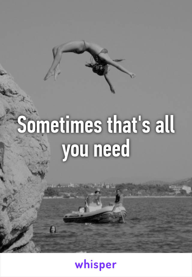 Sometimes that's all you need