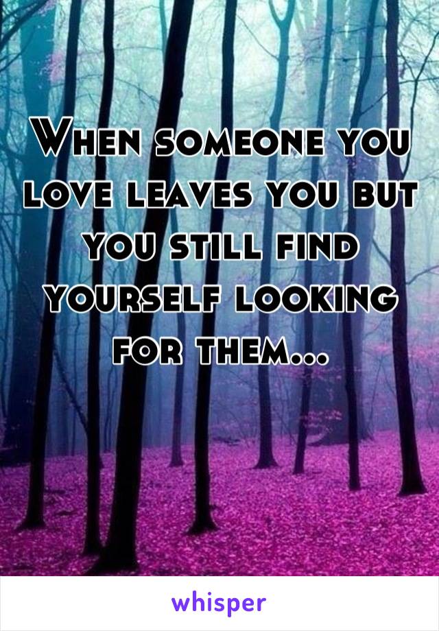 When someone you love leaves you but you still find yourself looking for them...