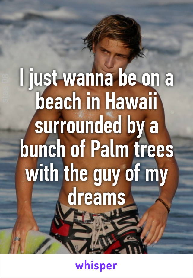 I just wanna be on a beach in Hawaii surrounded by a bunch of Palm trees with the guy of my dreams