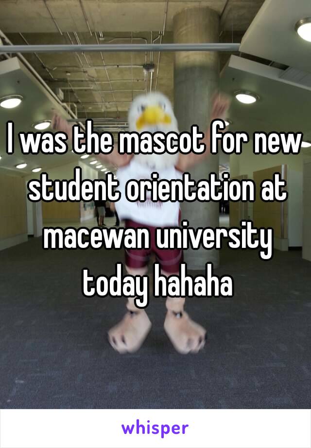 I was the mascot for new student orientation at macewan university today hahaha