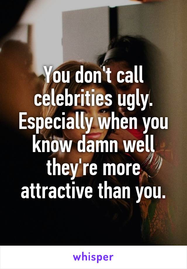 You don't call celebrities ugly. Especially when you know damn well they're more attractive than you.