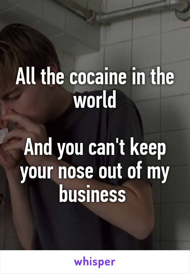 All the cocaine in the world

And you can't keep your nose out of my business 