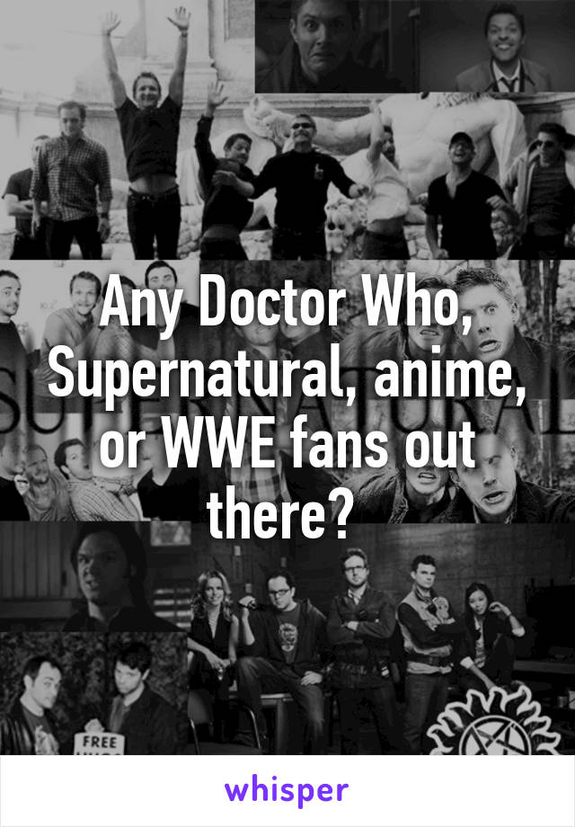 Any Doctor Who, Supernatural, anime, or WWE fans out there? 