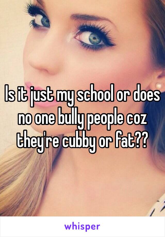 Is it just my school or does no one bully people coz they're cubby or fat?? 