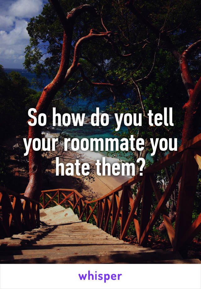 So how do you tell your roommate you hate them?