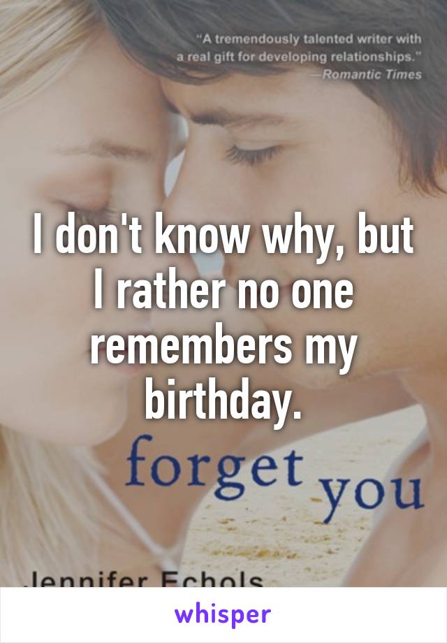 I don't know why, but I rather no one remembers my birthday.