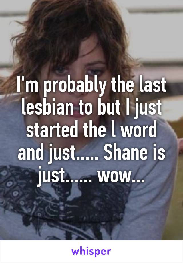 I'm probably the last lesbian to but I just started the l word and just..... Shane is just...... wow...