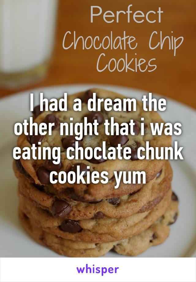 I had a dream the other night that i was eating choclate chunk cookies yum