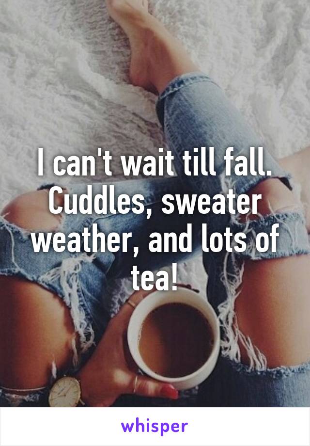 I can't wait till fall. Cuddles, sweater weather, and lots of tea!