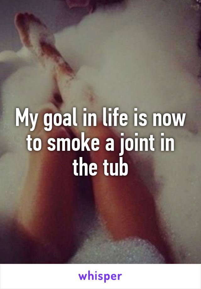 My goal in life is now to smoke a joint in the tub