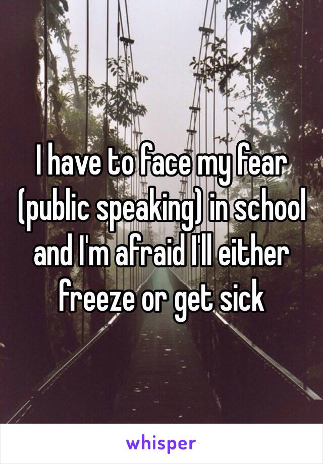 I have to face my fear (public speaking) in school and I'm afraid I'll either freeze or get sick 