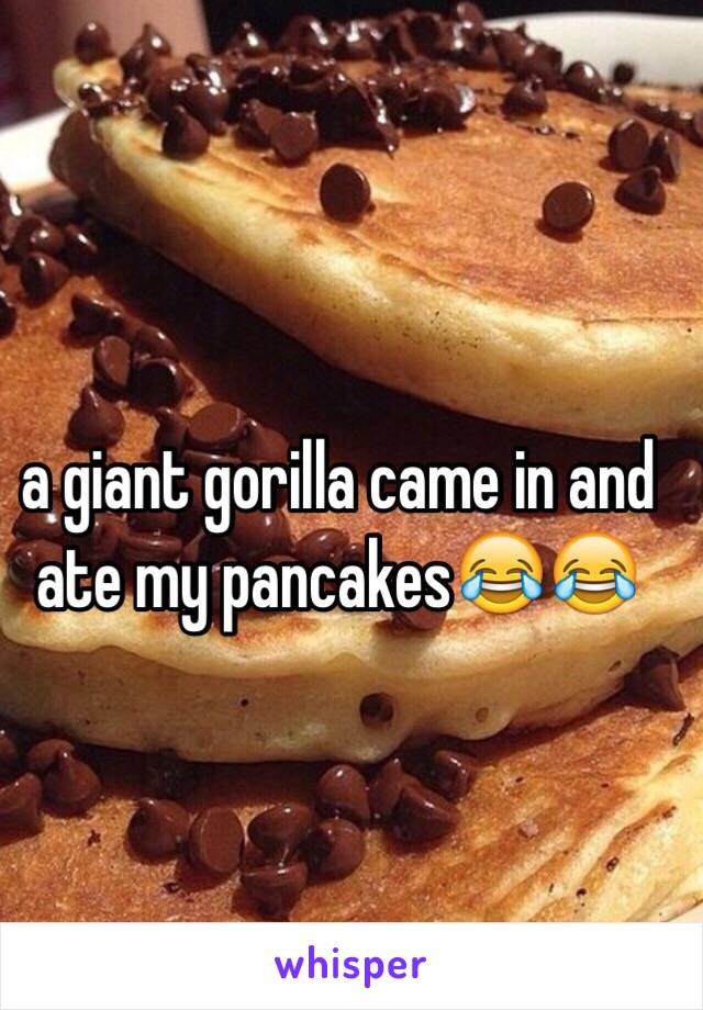 a giant gorilla came in and ate my pancakes😂😂
