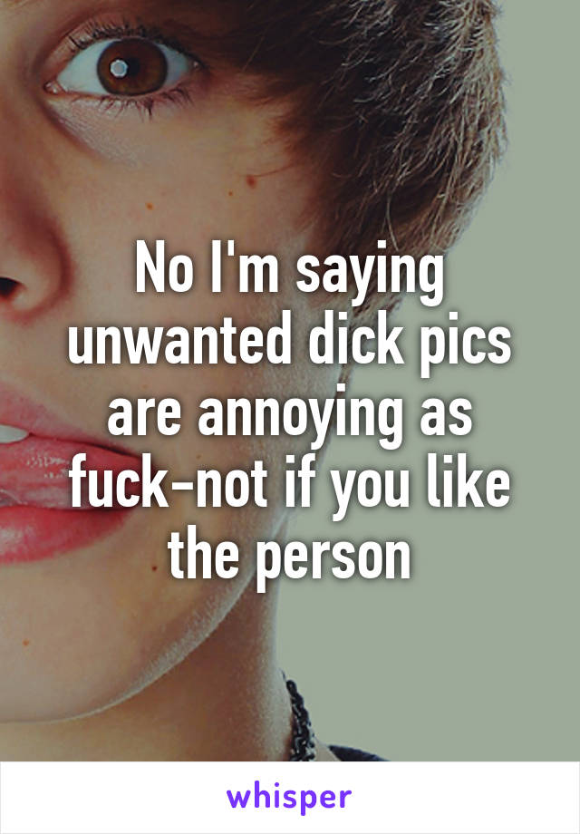 No I'm saying unwanted dick pics are annoying as fuck-not if you like the person