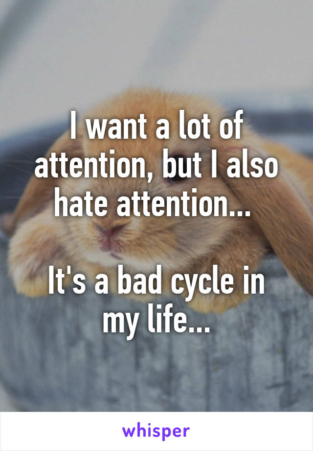 I want a lot of attention, but I also hate attention... 

It's a bad cycle in my life...