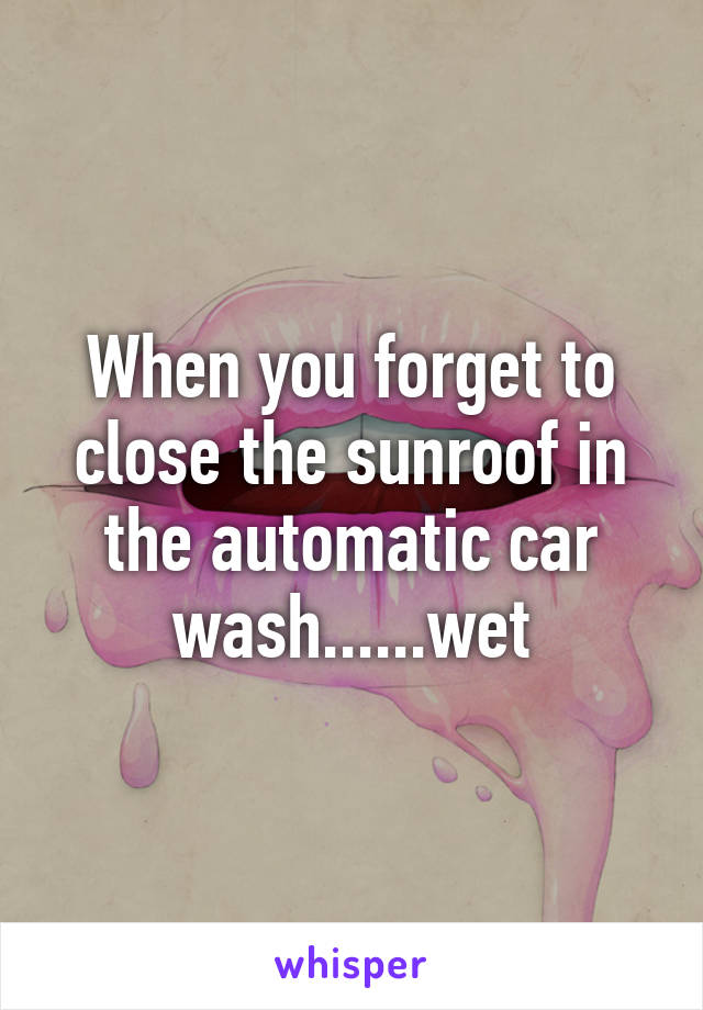 When you forget to close the sunroof in the automatic car wash......wet