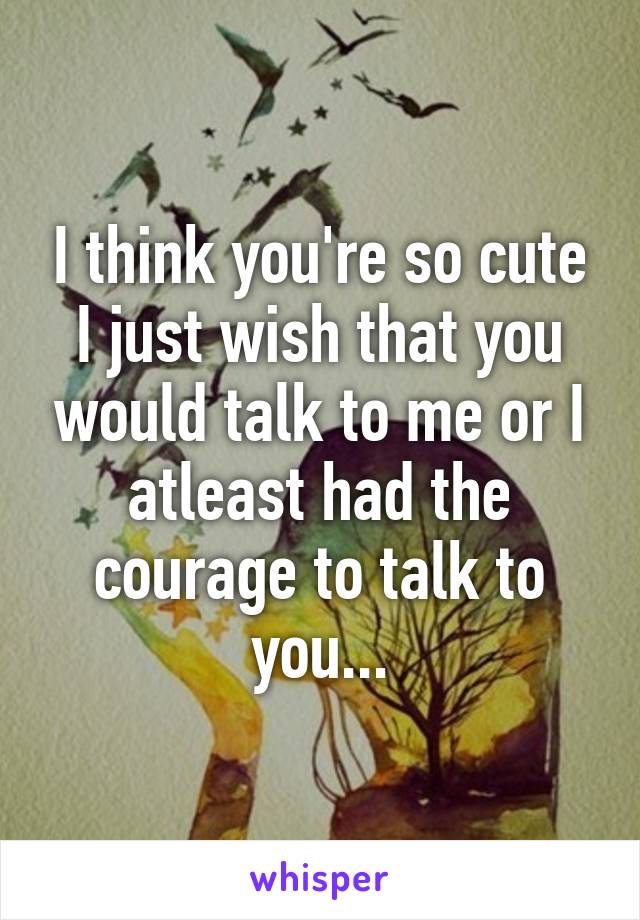 I think you're so cute I just wish that you would talk to me or I atleast had the courage to talk to you...