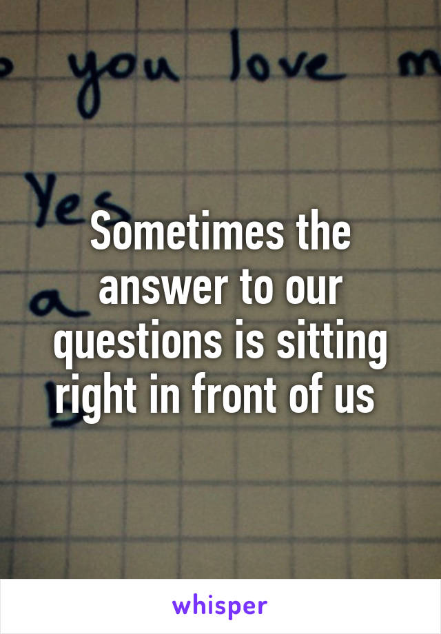 Sometimes the answer to our questions is sitting right in front of us 