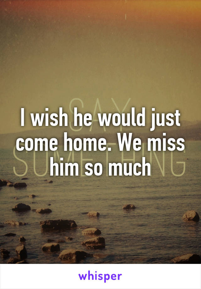 I wish he would just come home. We miss him so much