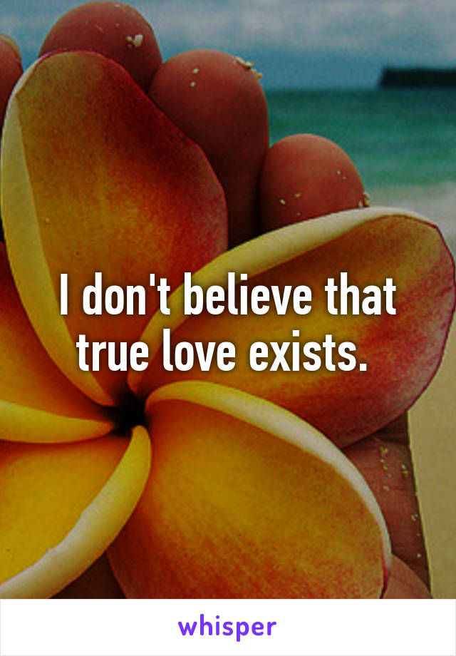 I don't believe that true love exists. 