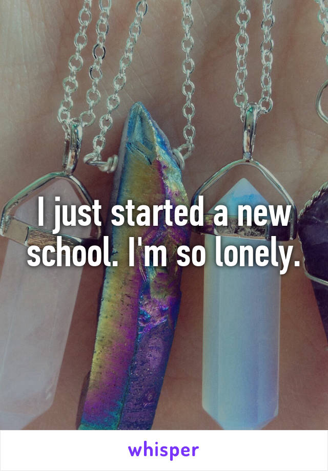 I just started a new school. I'm so lonely.