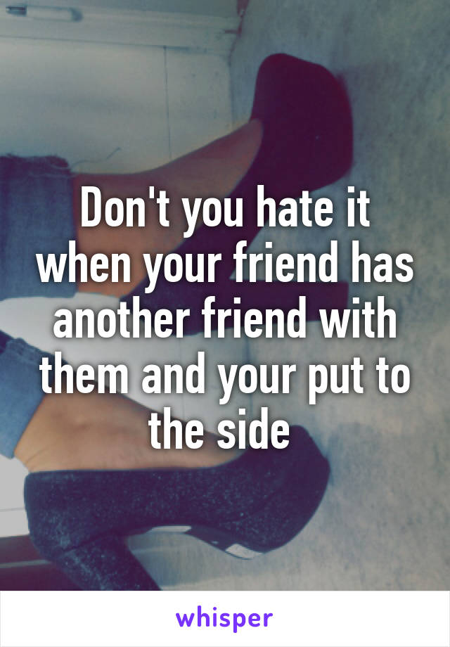 Don't you hate it when your friend has another friend with them and your put to the side 