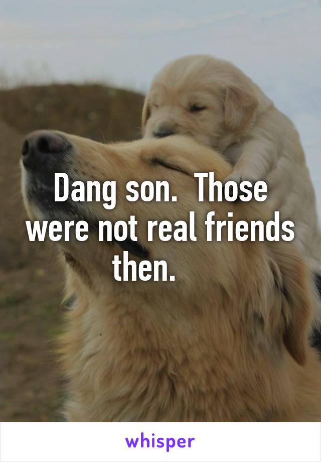 Dang son.  Those were not real friends then.    