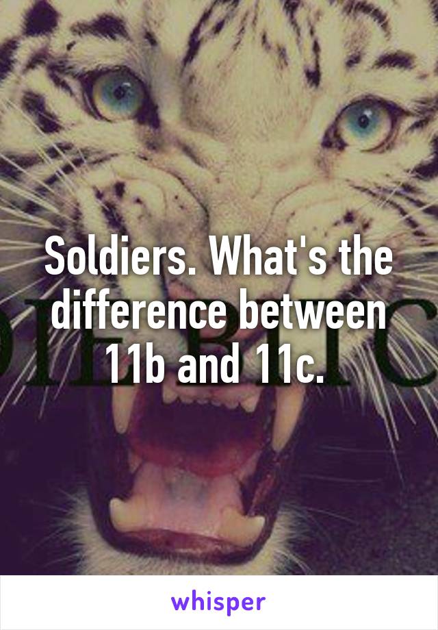 Soldiers. What's the difference between 11b and 11c. 