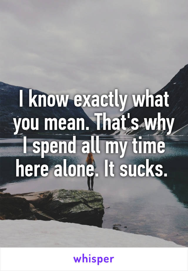 I know exactly what you mean. That's why I spend all my time here alone. It sucks. 