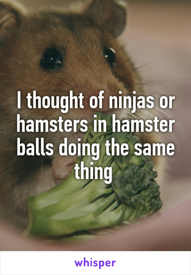 I thought of ninjas or hamsters in hamster balls doing the same thing 